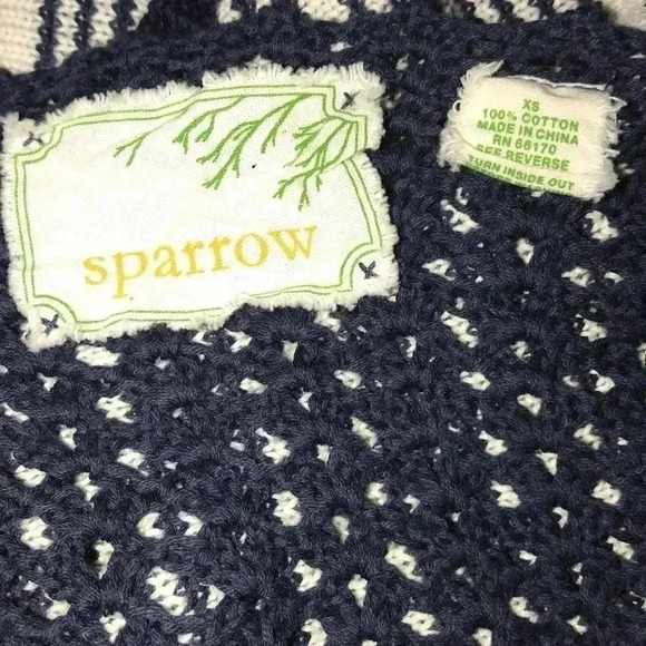 Sparrow Striped Crochet Knitted Cardigan Sweater Size XS - Picture 5 of 6